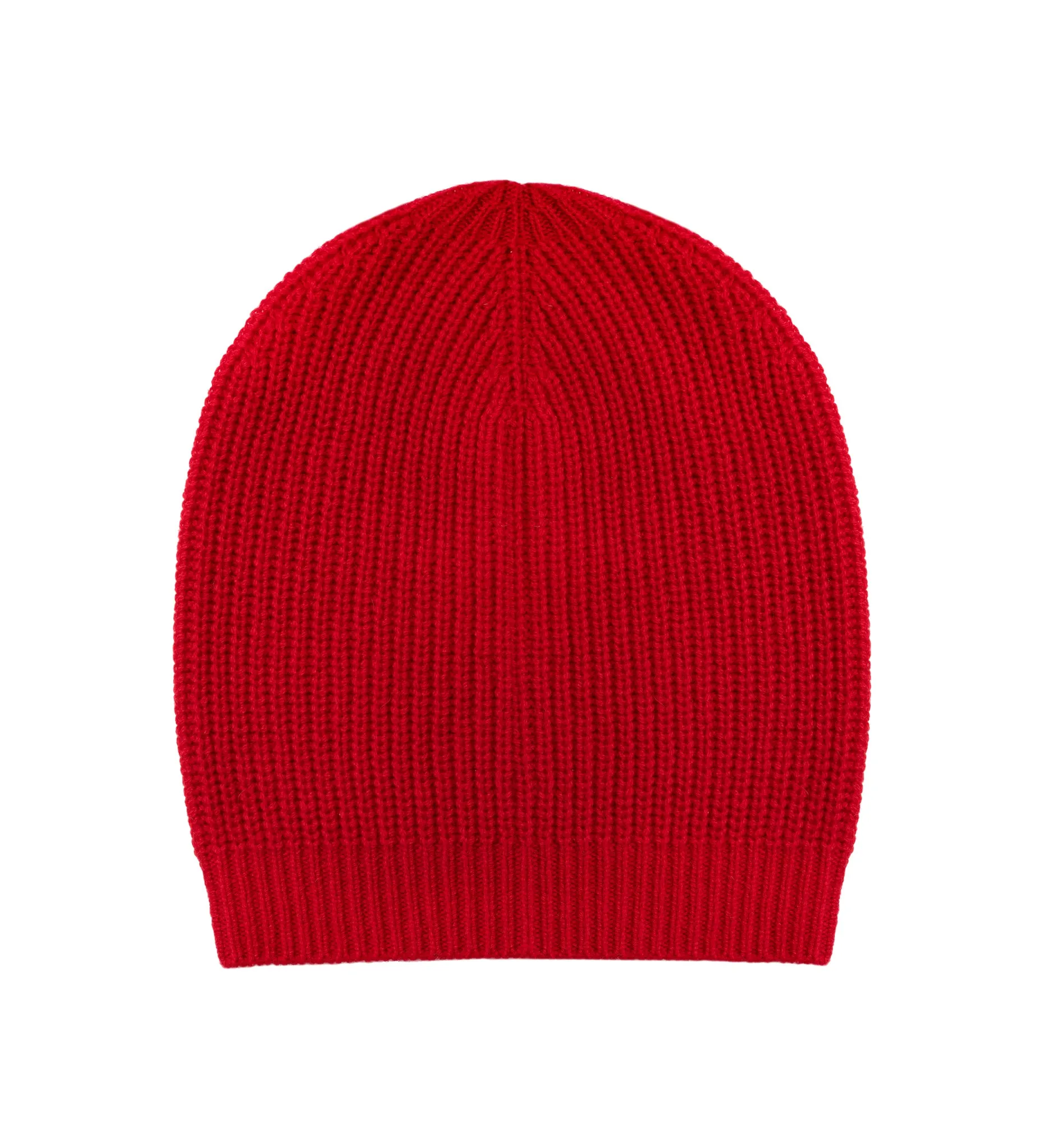 Cashmere Bulky Rib Hat in Red