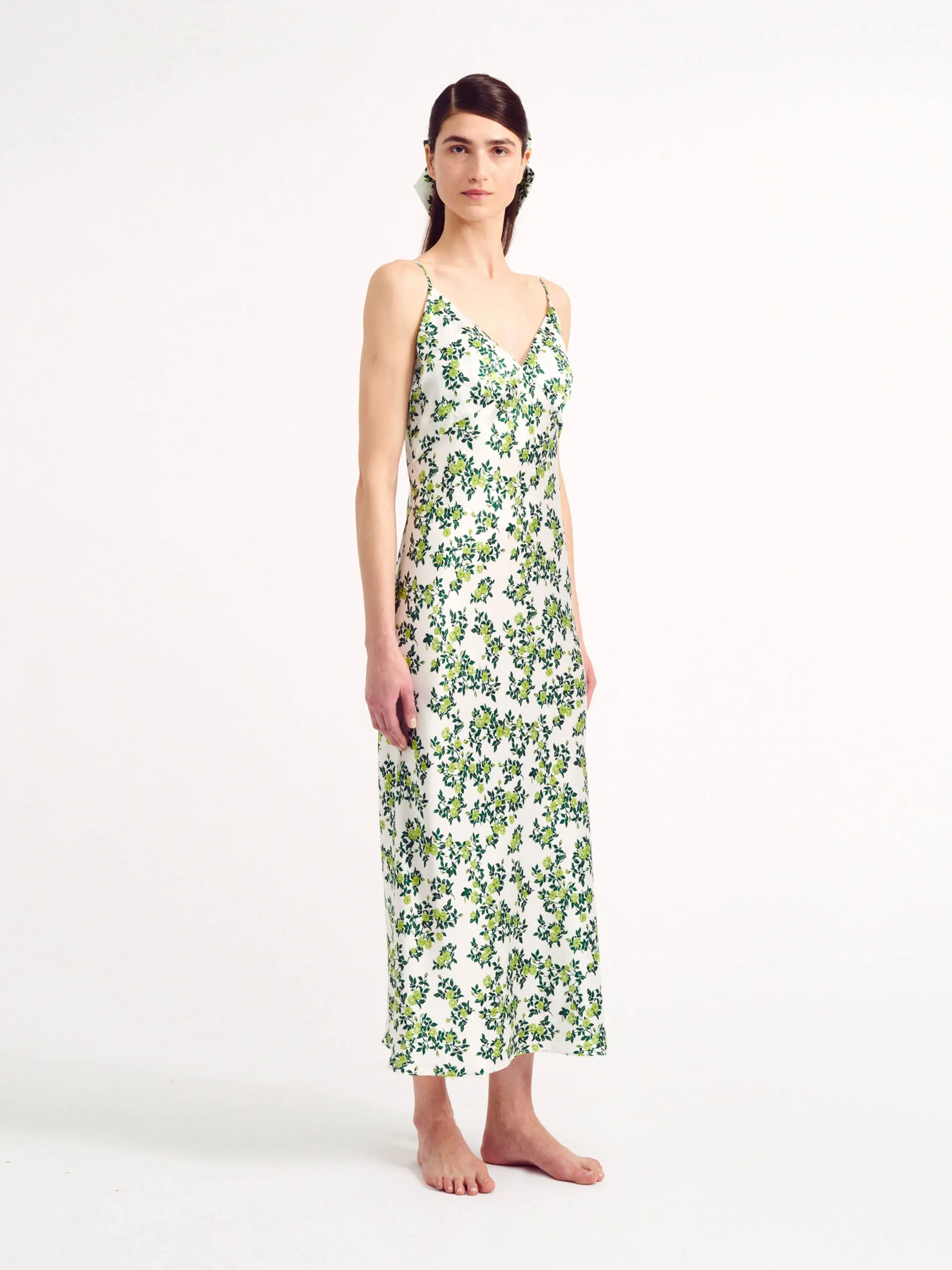 Chartreuse roses Trinny slip night dress