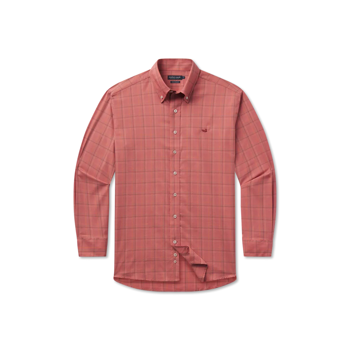 Chatham Lines Performance Button Down - Washed Red/Tan