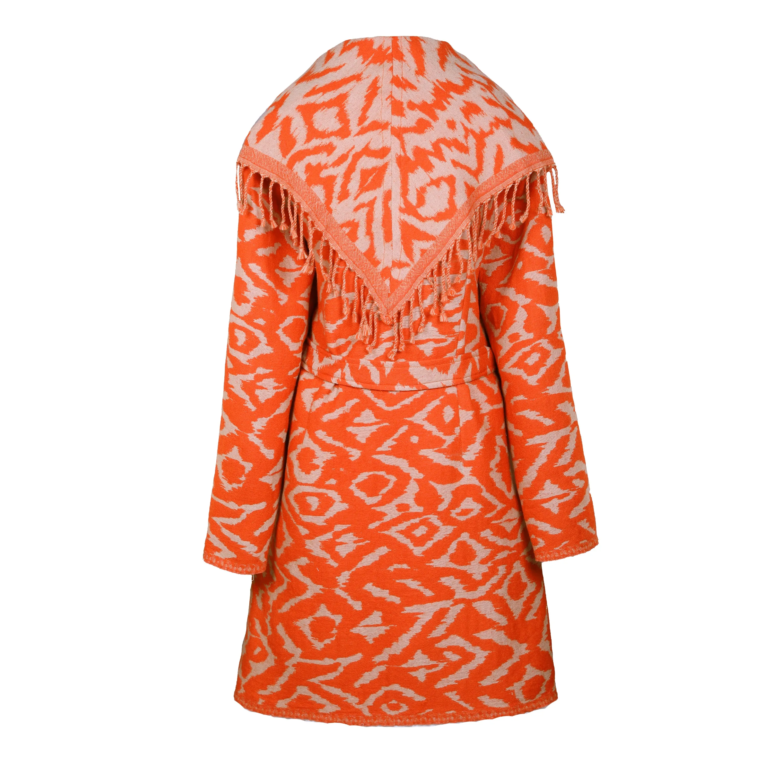 Cheryl Tangerine Boiled Wool Coat