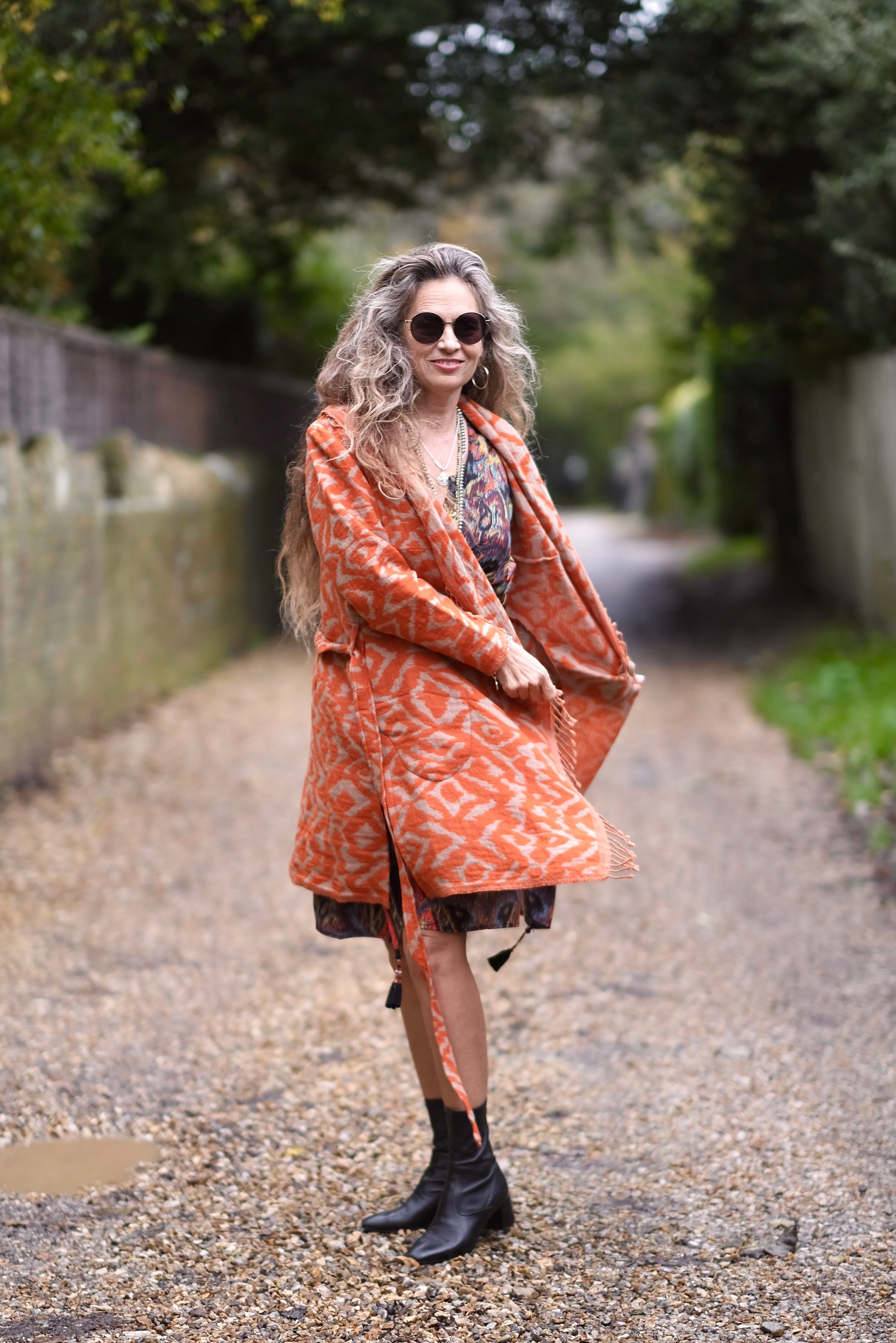 Cheryl Tangerine Boiled Wool Coat