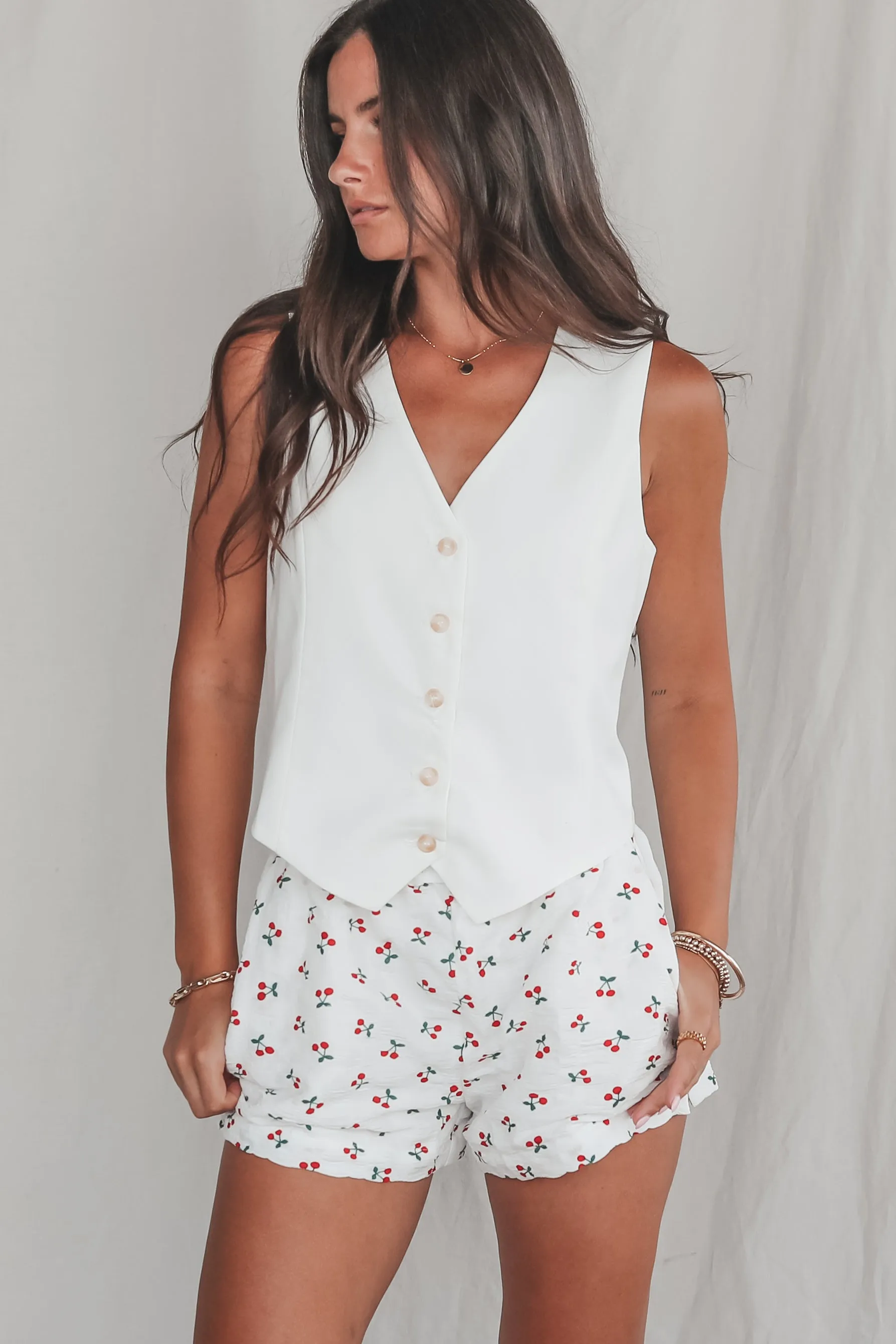 Class In Session White Button Vest