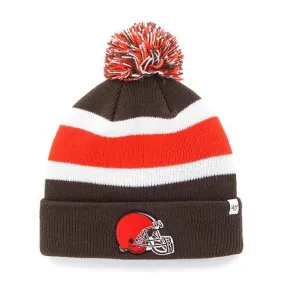 Cleveland Browns 47 Brand Tri-Tone Breakaway Knit Cuffed Beanie Poofball Hat Cap