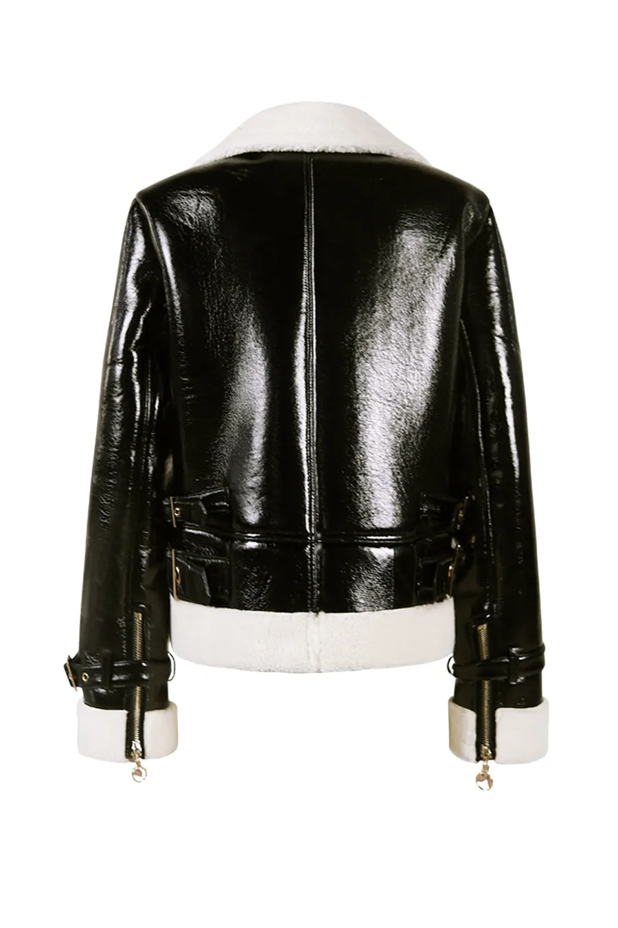 Cool punk Black leather coat