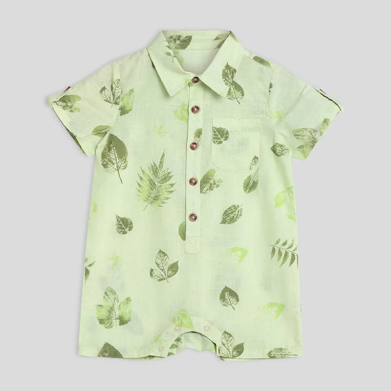 Cotton Leafy Romper | Green