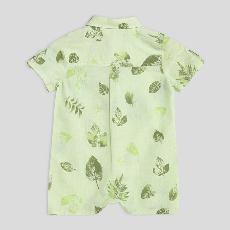 Cotton Leafy Romper | Green