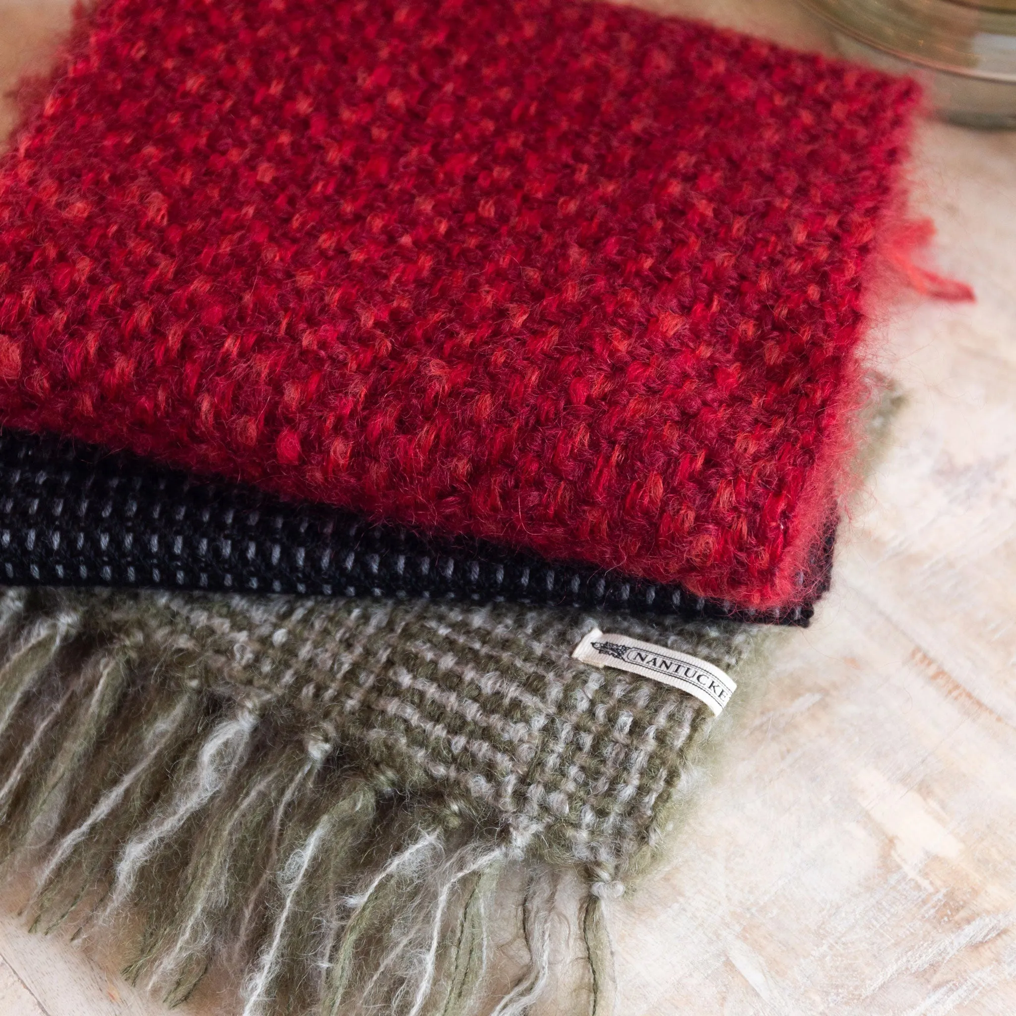 Cranberry Handwoven Mohair Scarf