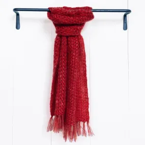 Cranberry Handwoven Mohair Scarf