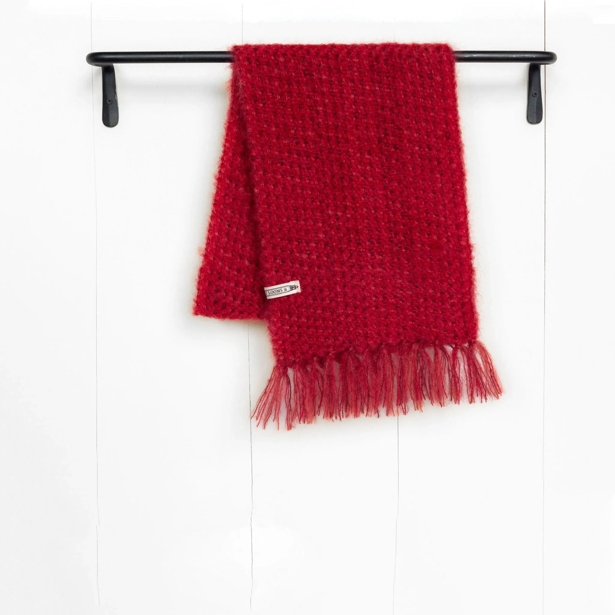 Cranberry Handwoven Mohair Scarf