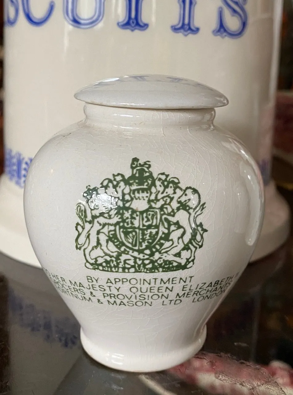 Crown Devon Green GERMAN MUSTARD Crock / Jar Fortnum & Mason Ironstone Jar