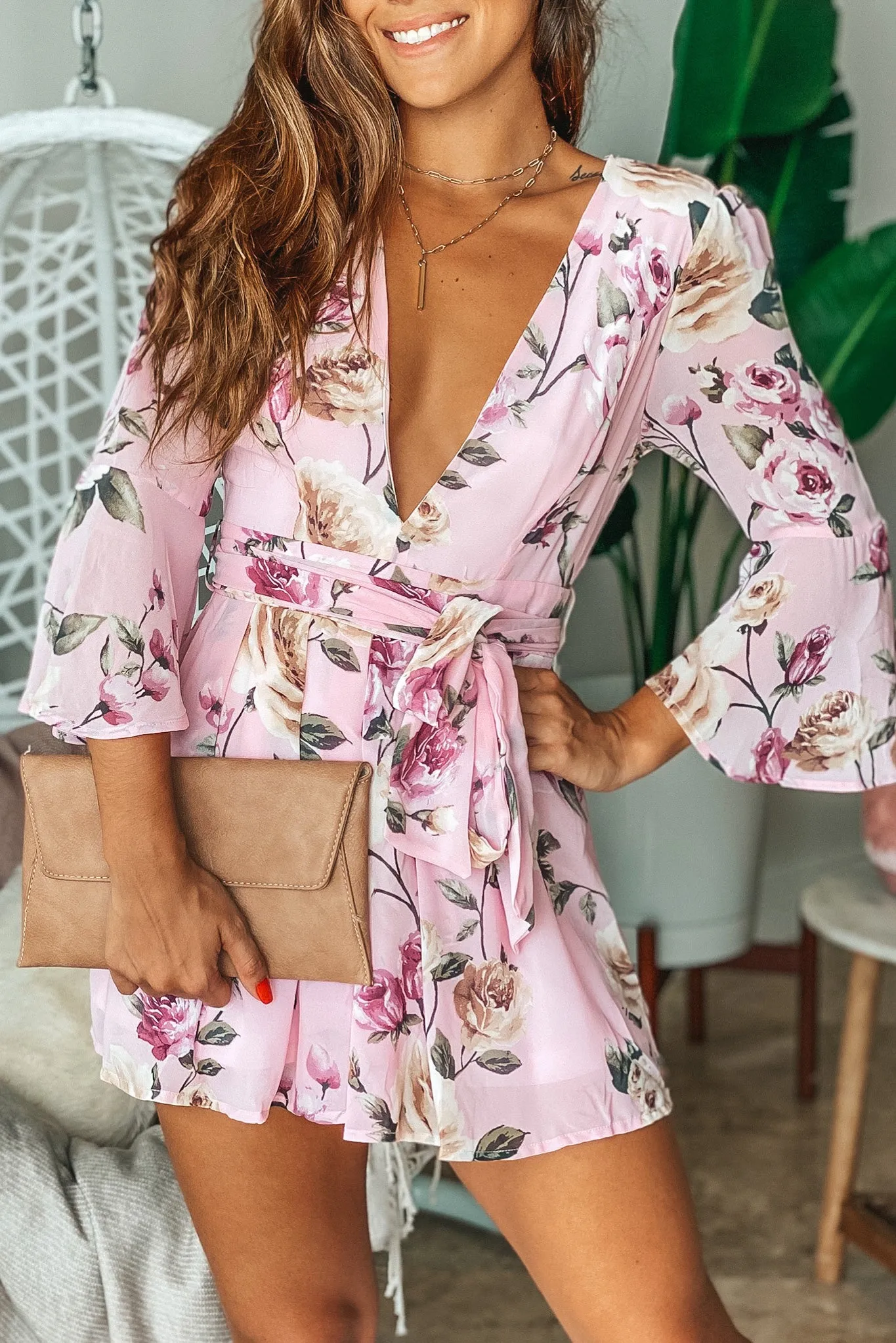 Dusty Pink Floral Romper