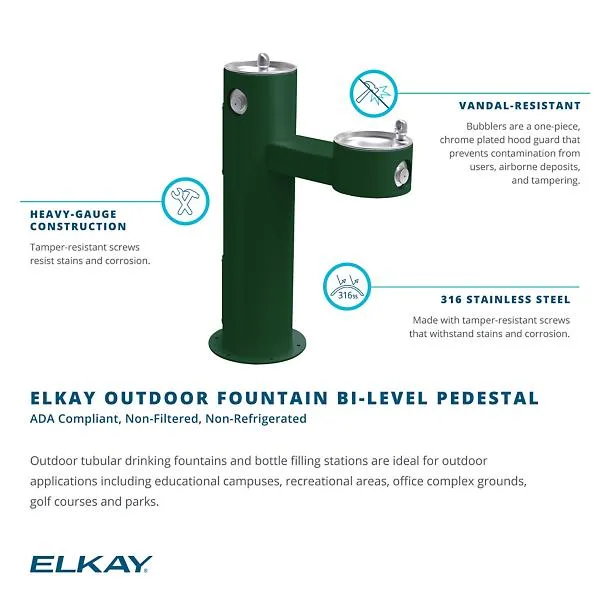 Elkay LK4420 | Freestanding Bi-level Drinking Fountain | Filterless, Non-refrigerated