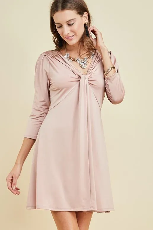 Entro Knot Front Dress - Blush