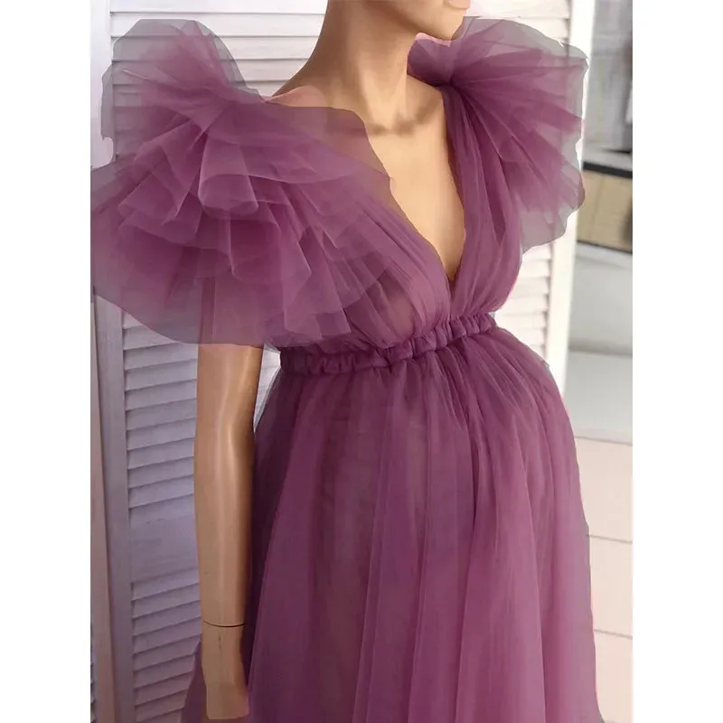 Ethereal Mauve Baby Shower Dress – Capture the Moment