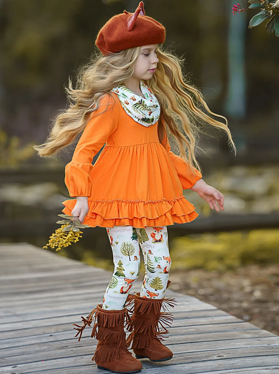 Fall Frolic Tunic, Legging and Scarf Set