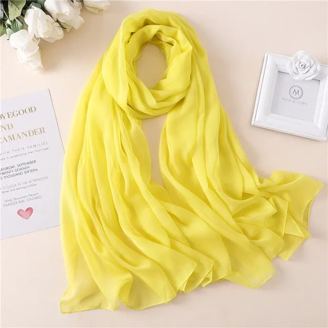 Fashion Silk Scarf Solid Color Bandana Shawl #BS-13