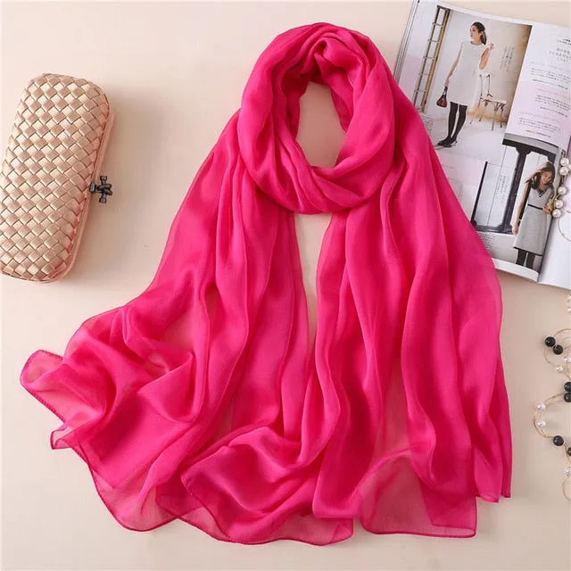 Fashion Silk Scarf Solid Color Bandana Shawl #BS-13