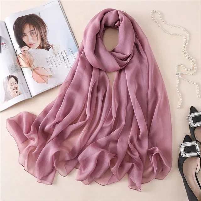 Fashion Silk Scarf Solid Color Bandana Shawl #BS-13