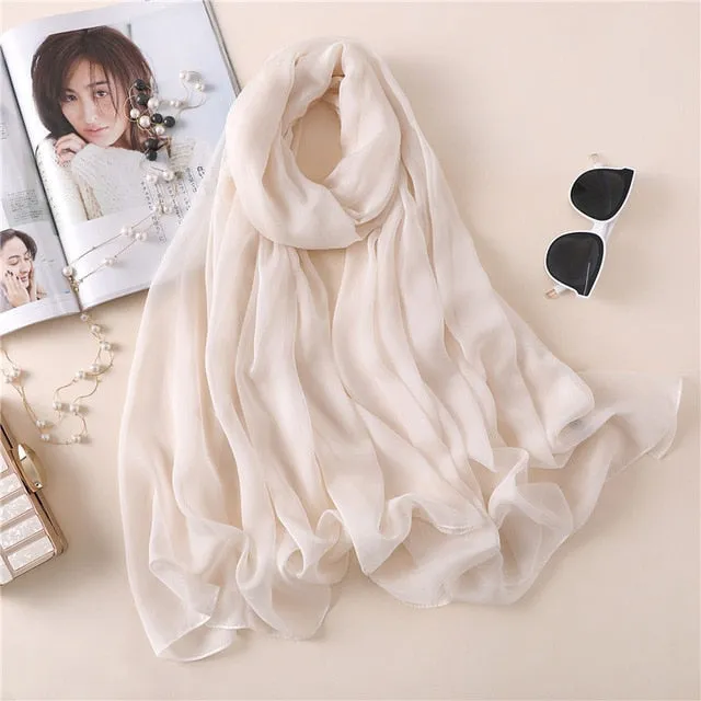 Fashion Silk Scarf Solid Color Bandana Shawl #BS-13