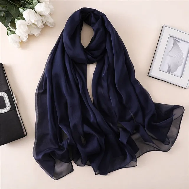 Fashion Silk Scarf Solid Color Bandana Shawl #BS-13