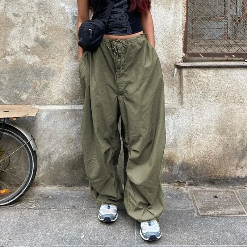 Fashionkova   Y2K Cargo Pants Women Casual Loose Drawstring Low Waist Pockets Baggy Wide Leg Sweatpants 2022 Streetwear Hippie Korean Joggers