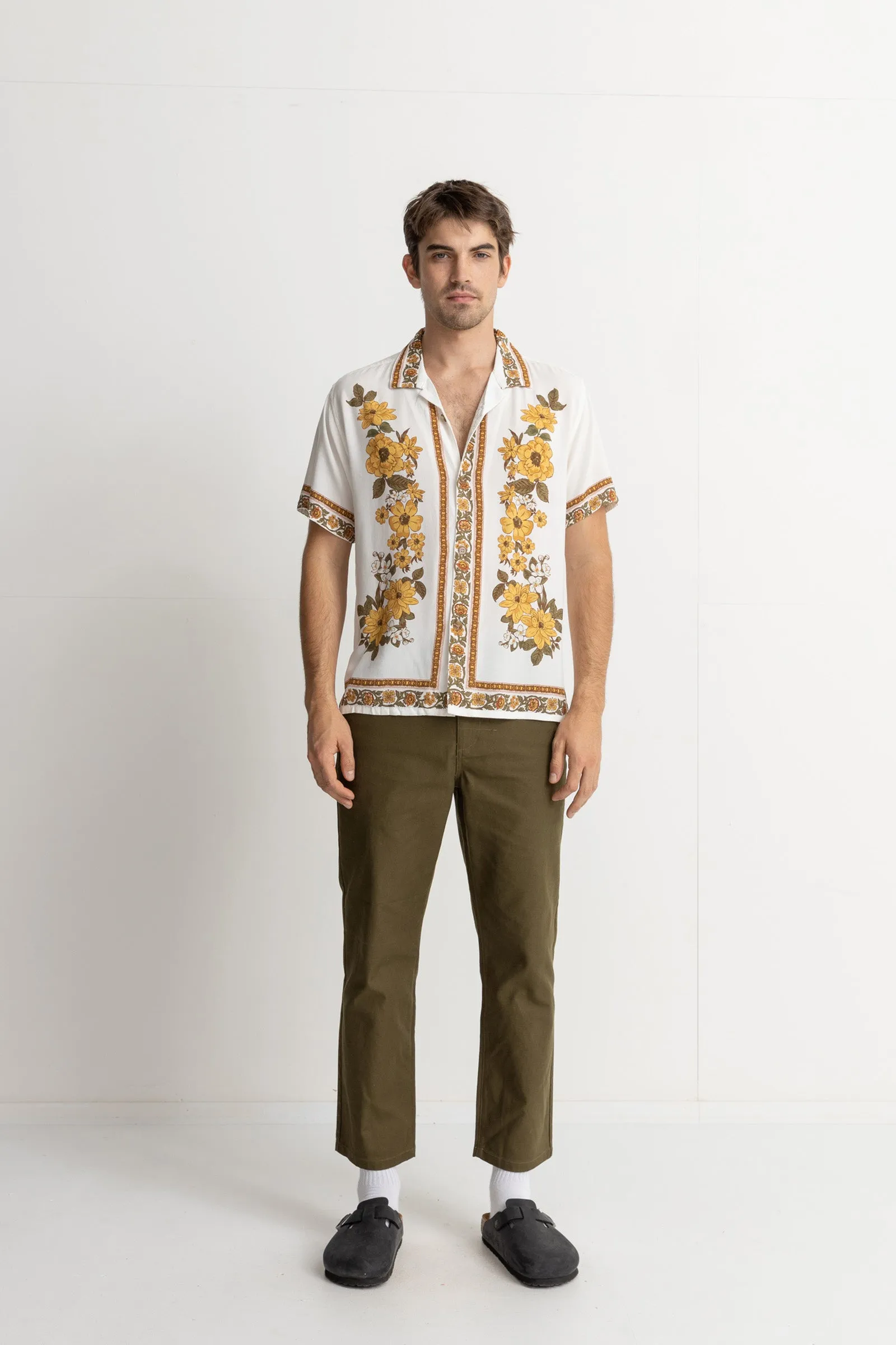 Floral Cuban SS Shirt Natural