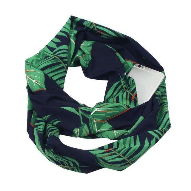 Floralsky Infinity Scarf with Pocket