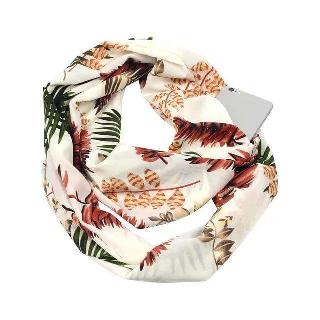 Floralsky Infinity Scarf with Pocket