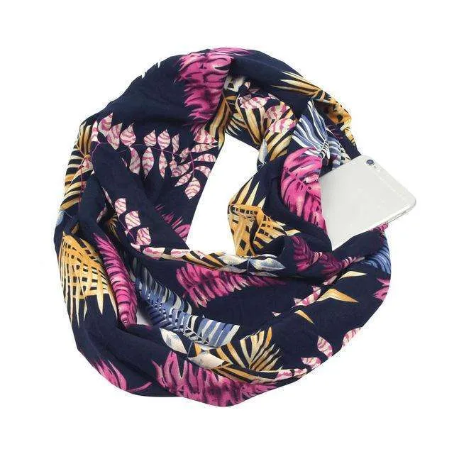 Floralsky Infinity Scarf with Pocket