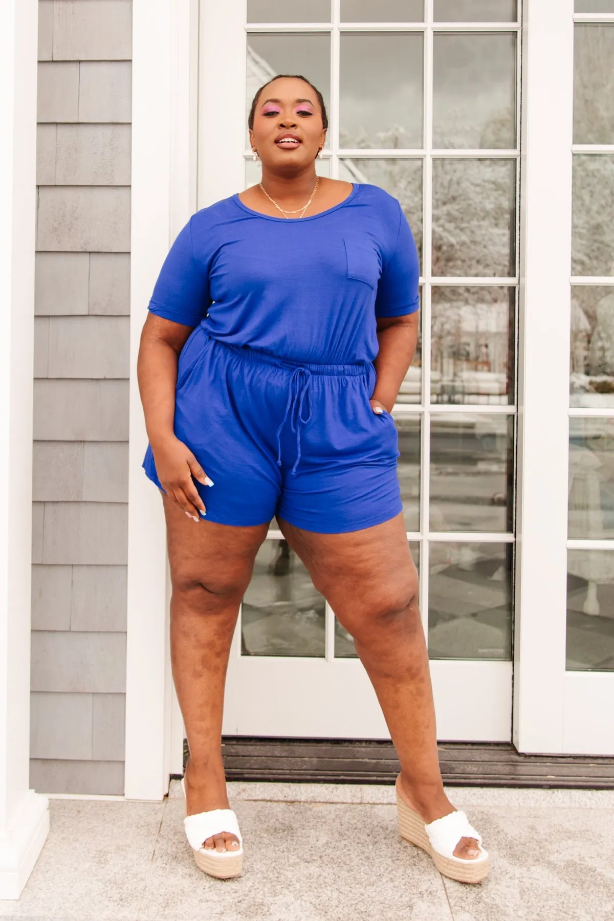 From Romp To Rest Romper in Blue