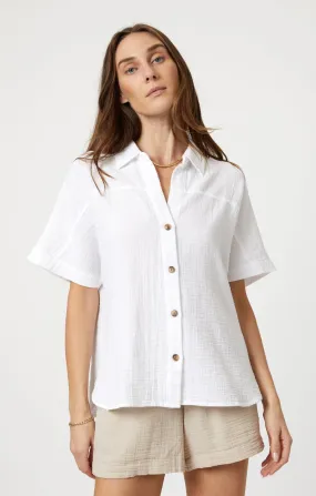 GAUZE SHORT SLEEVE SHIRT IN ANTIQUE WHITE