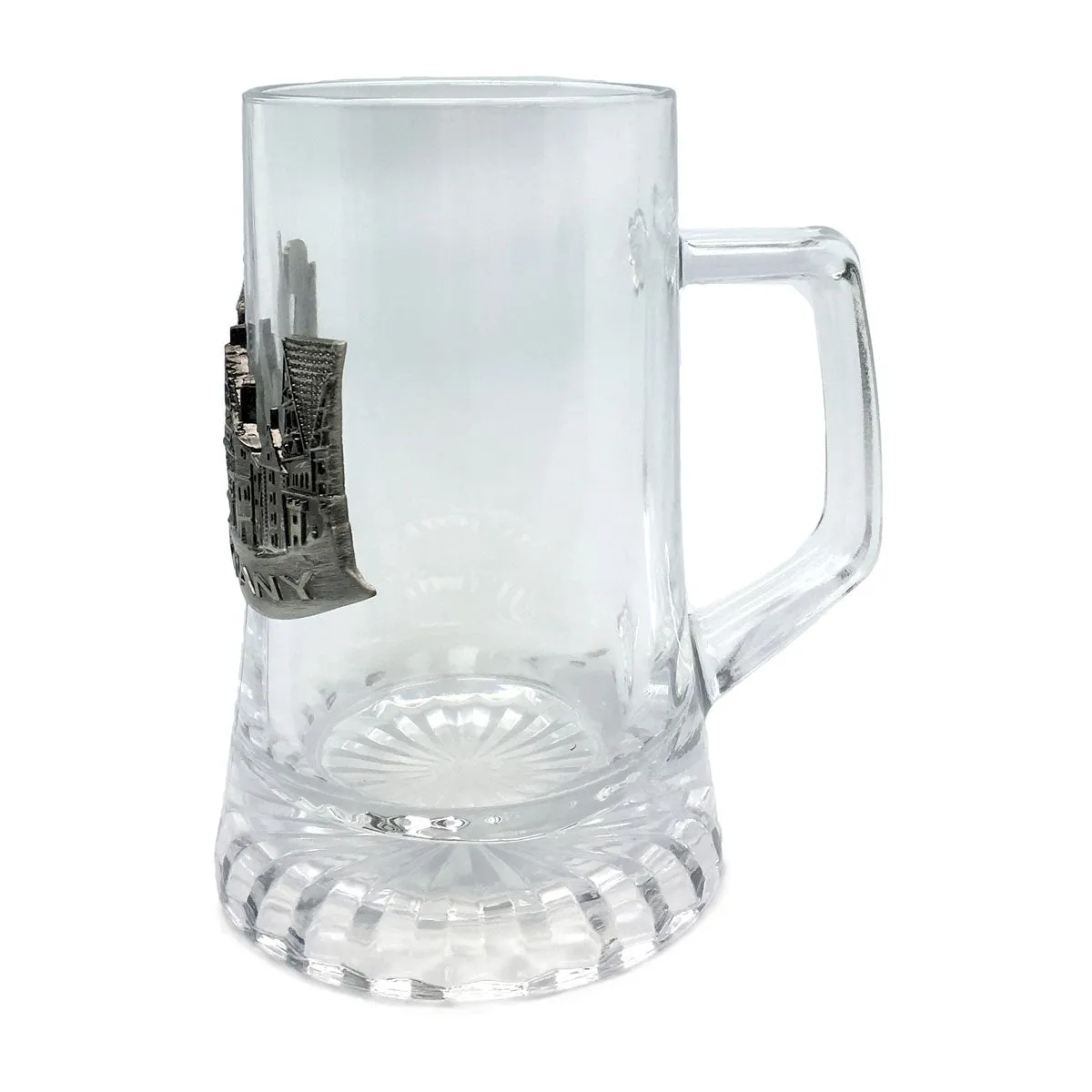 German .5L Glass Beer Mug with Germany Village Medallion