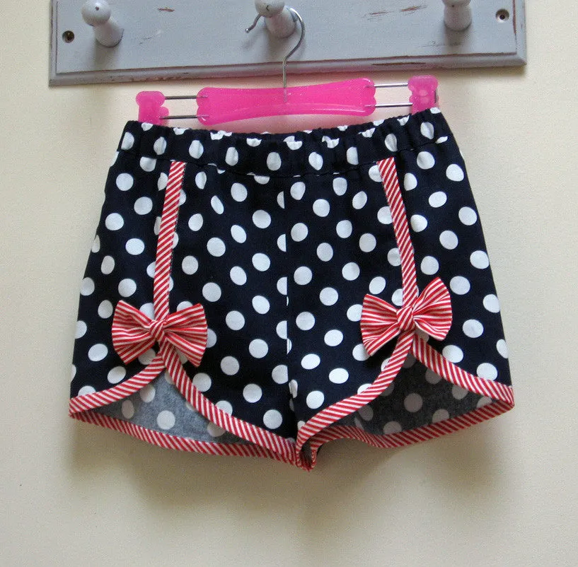 Gidget Shorts, girls shorts pdf sewing pattern sizes 2 to 14 years.