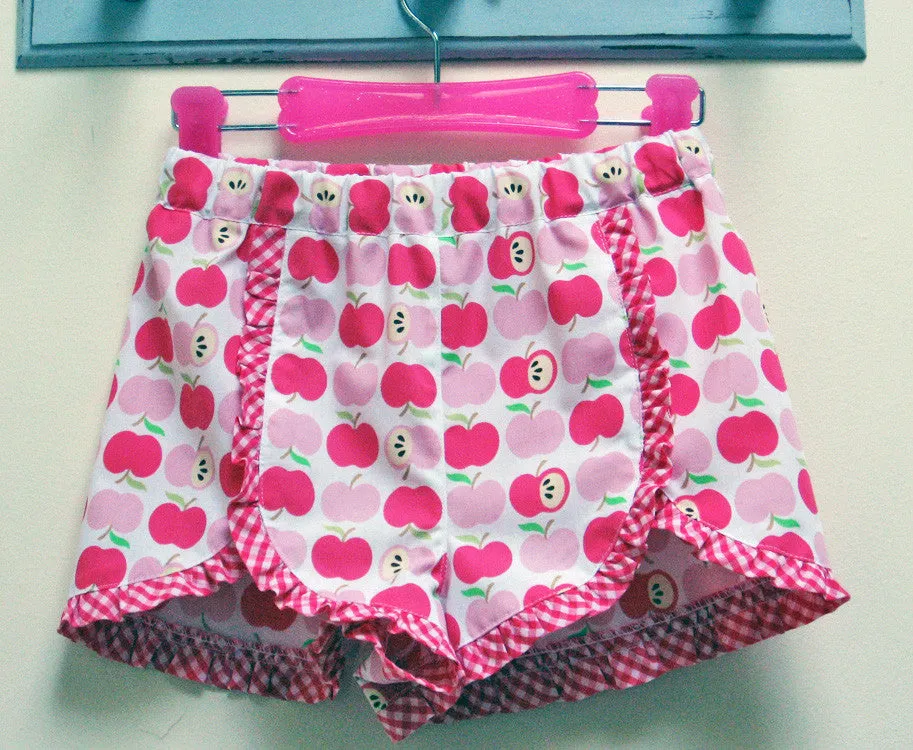 Gidget Shorts, girls shorts pdf sewing pattern sizes 2 to 14 years.