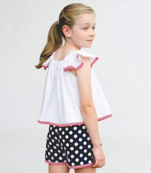 Gidget Shorts, girls shorts pdf sewing pattern sizes 2 to 14 years.