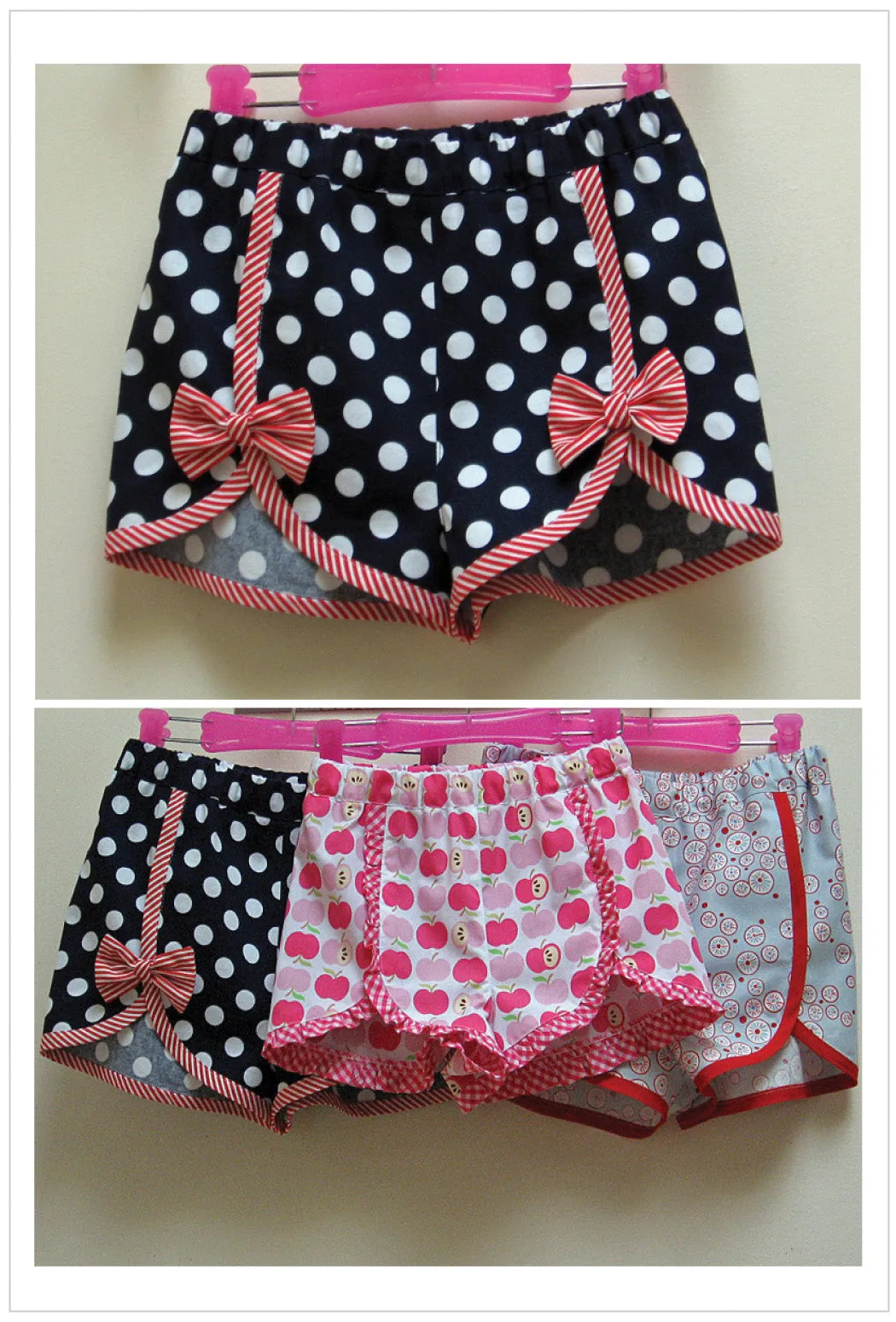 Gidget Shorts, girls shorts pdf sewing pattern sizes 2 to 14 years.