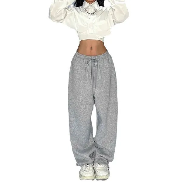 Girlary-shop outfit inspo Y2g American Retro Gray Wide Leg Sweatpants Women's Hip Hop Jazz Dance Sports Pants Loose Casual Pants