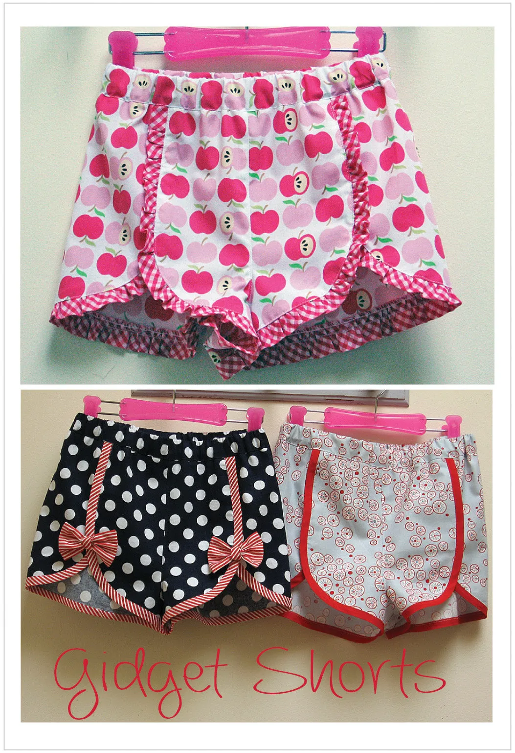 Girls summer shorts pdf sewing pattern GIDGET SHORTS sizes 2 to 14 years in 2 versions