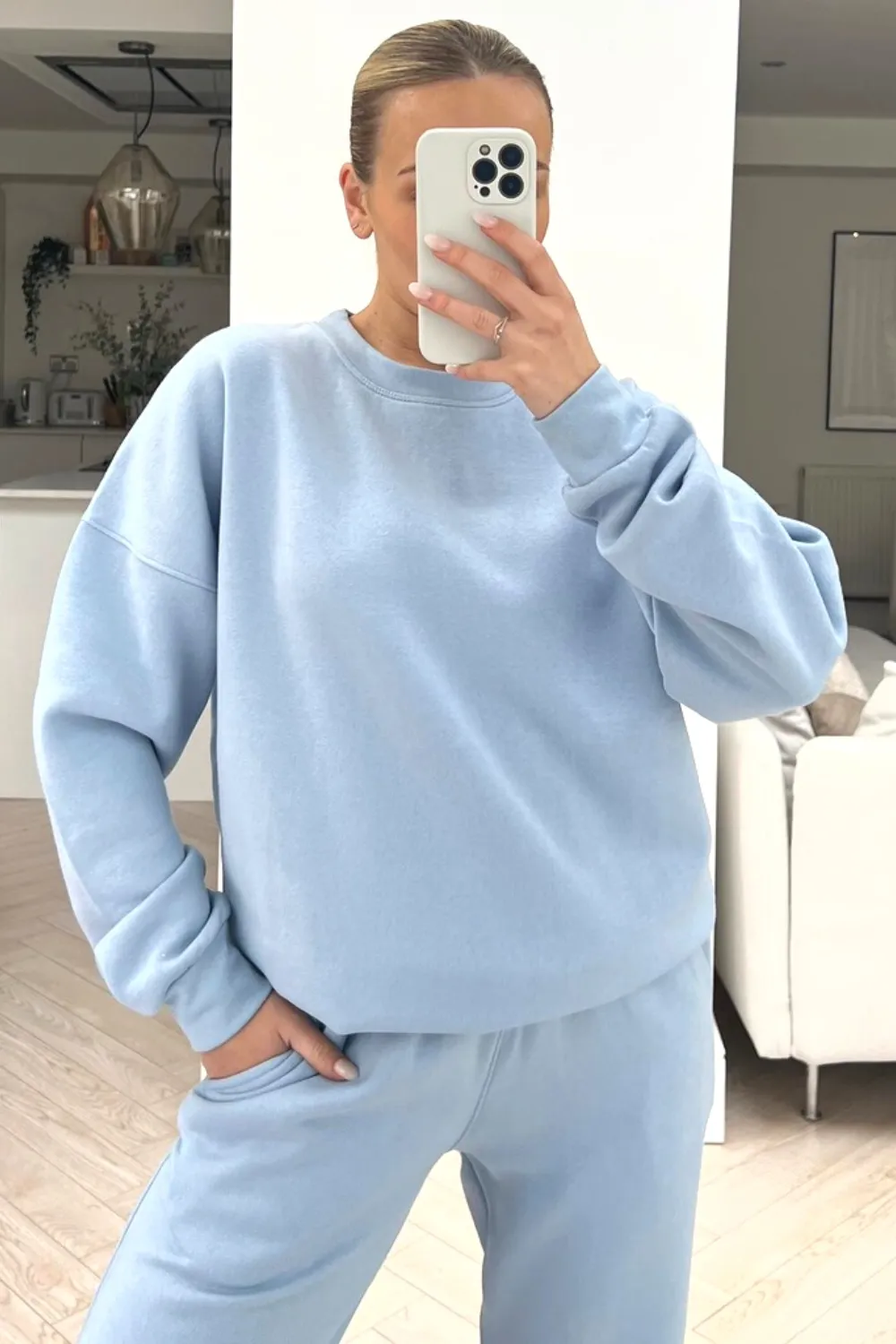 Glamify baby blue sweater essential loungewear set