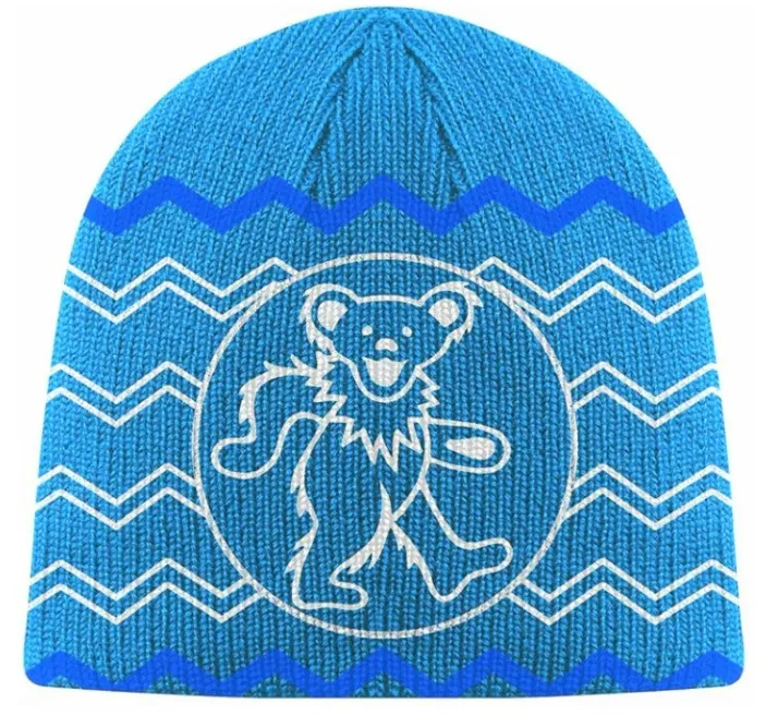 Grateful Dead Knit Dancing Bear Beanie Hat in Blue