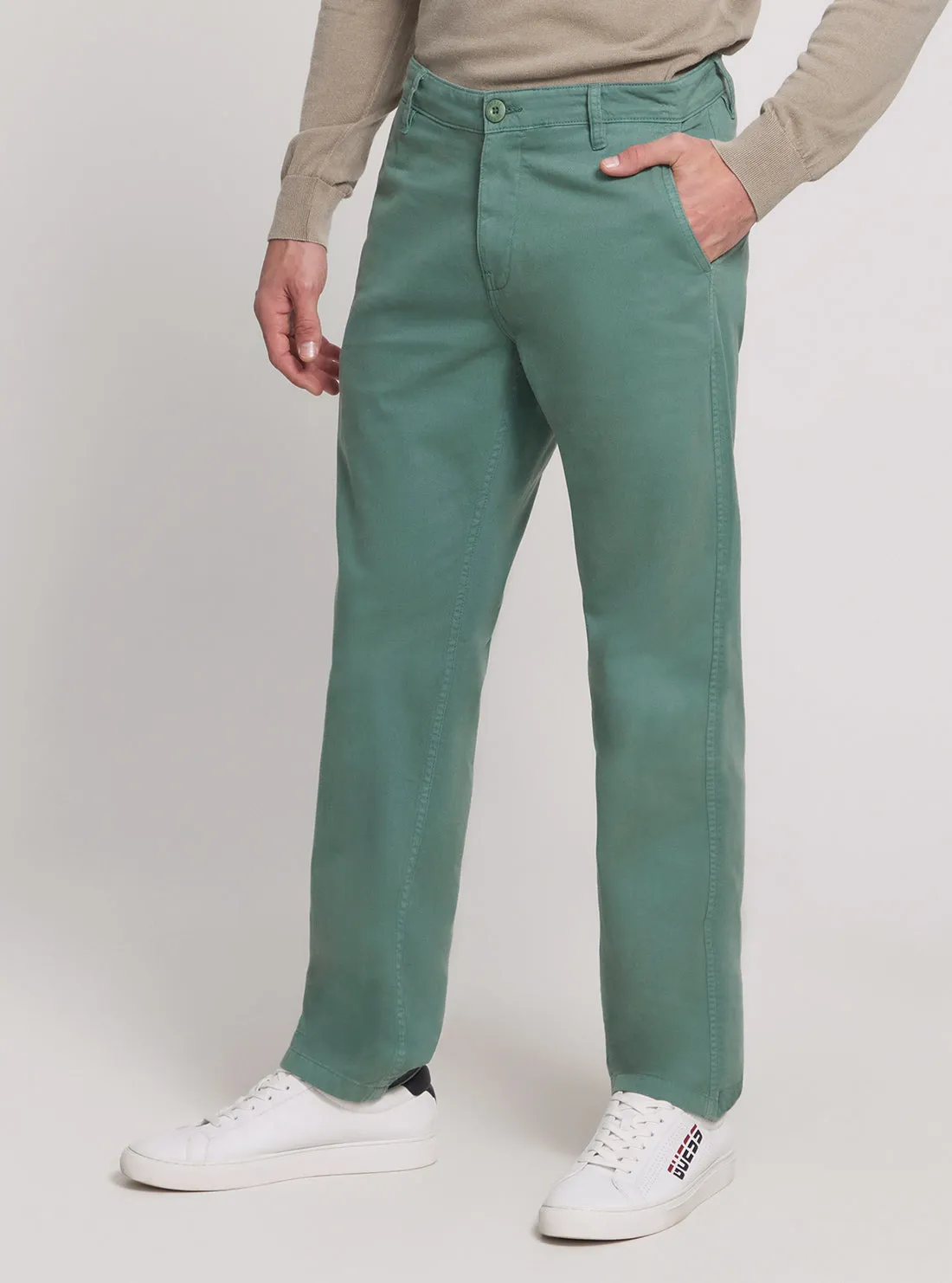 Green Mid-Rise Angels Chino Pants