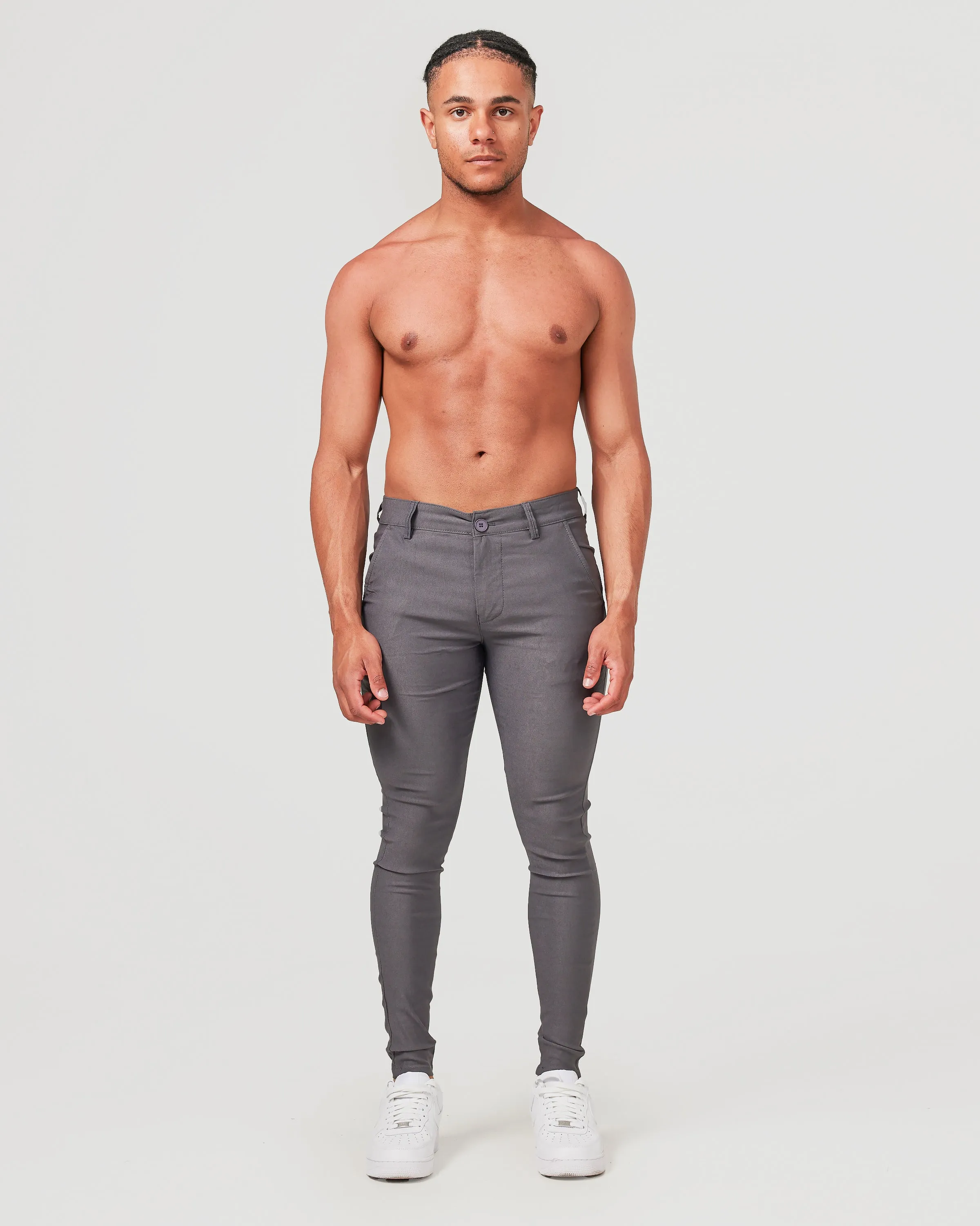 Grey Stretch Chino Pants