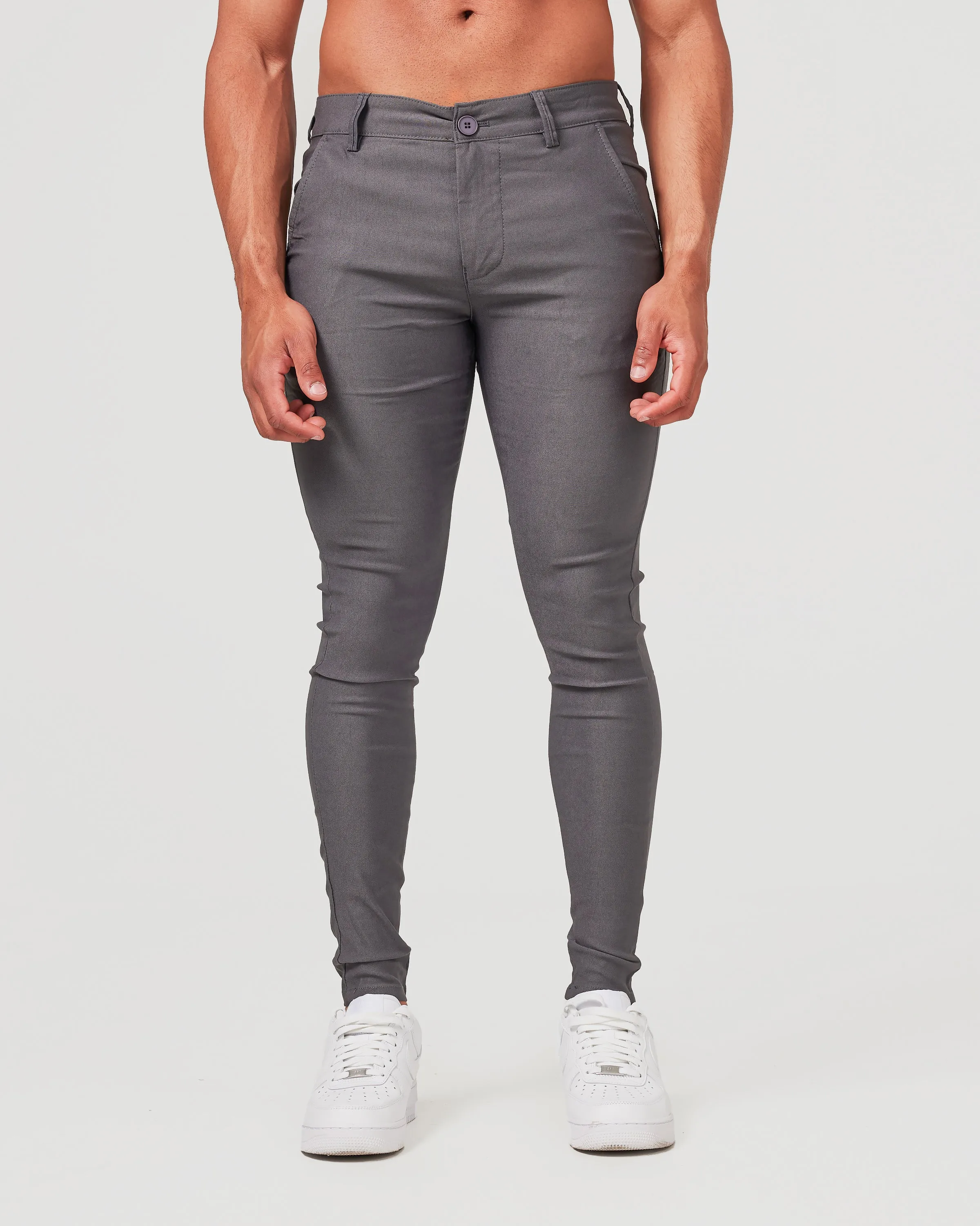 Grey Stretch Chino Pants