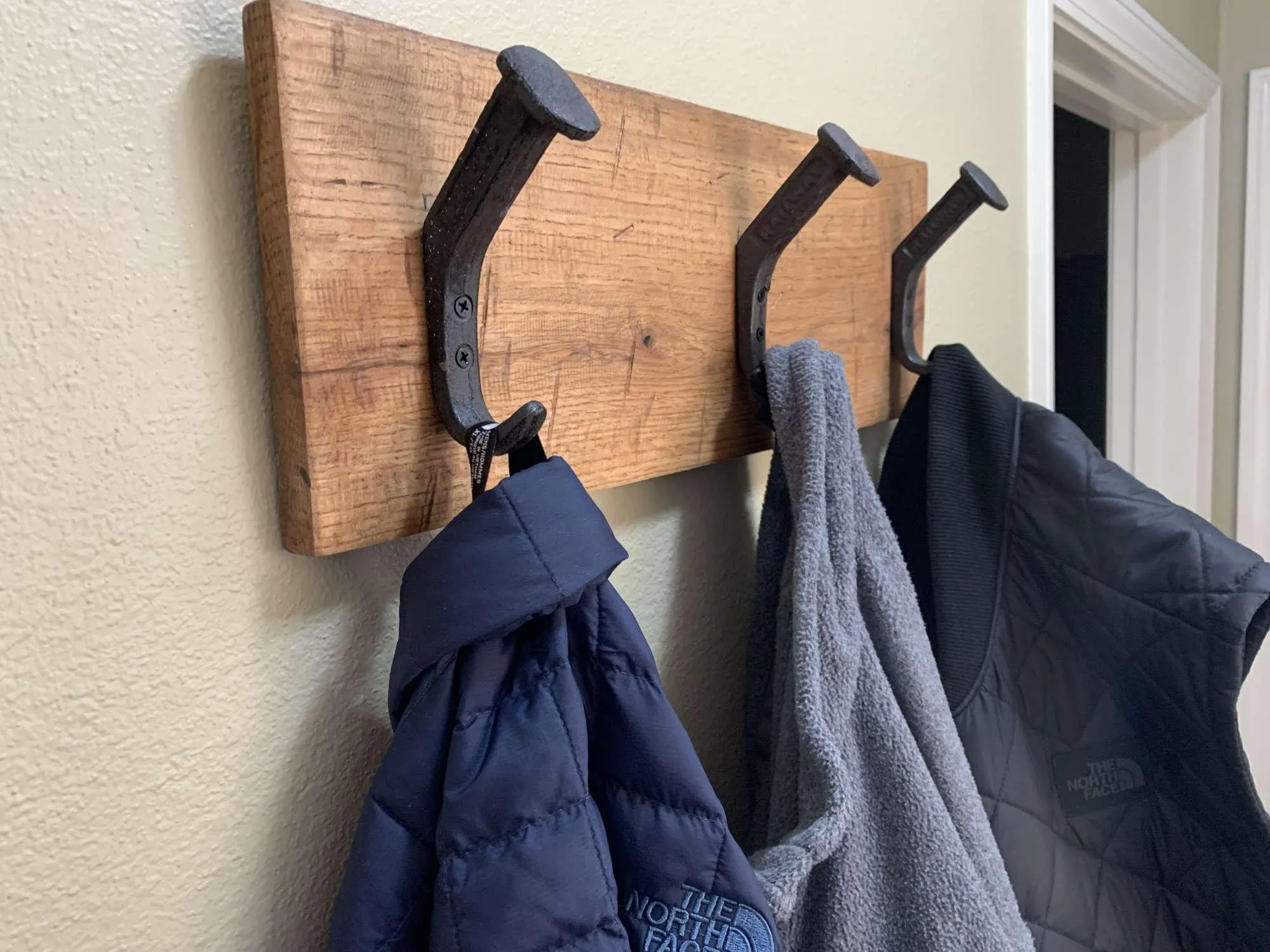 Handcrafted Rustic Farmhouse Coat Rack - 3 Hanger