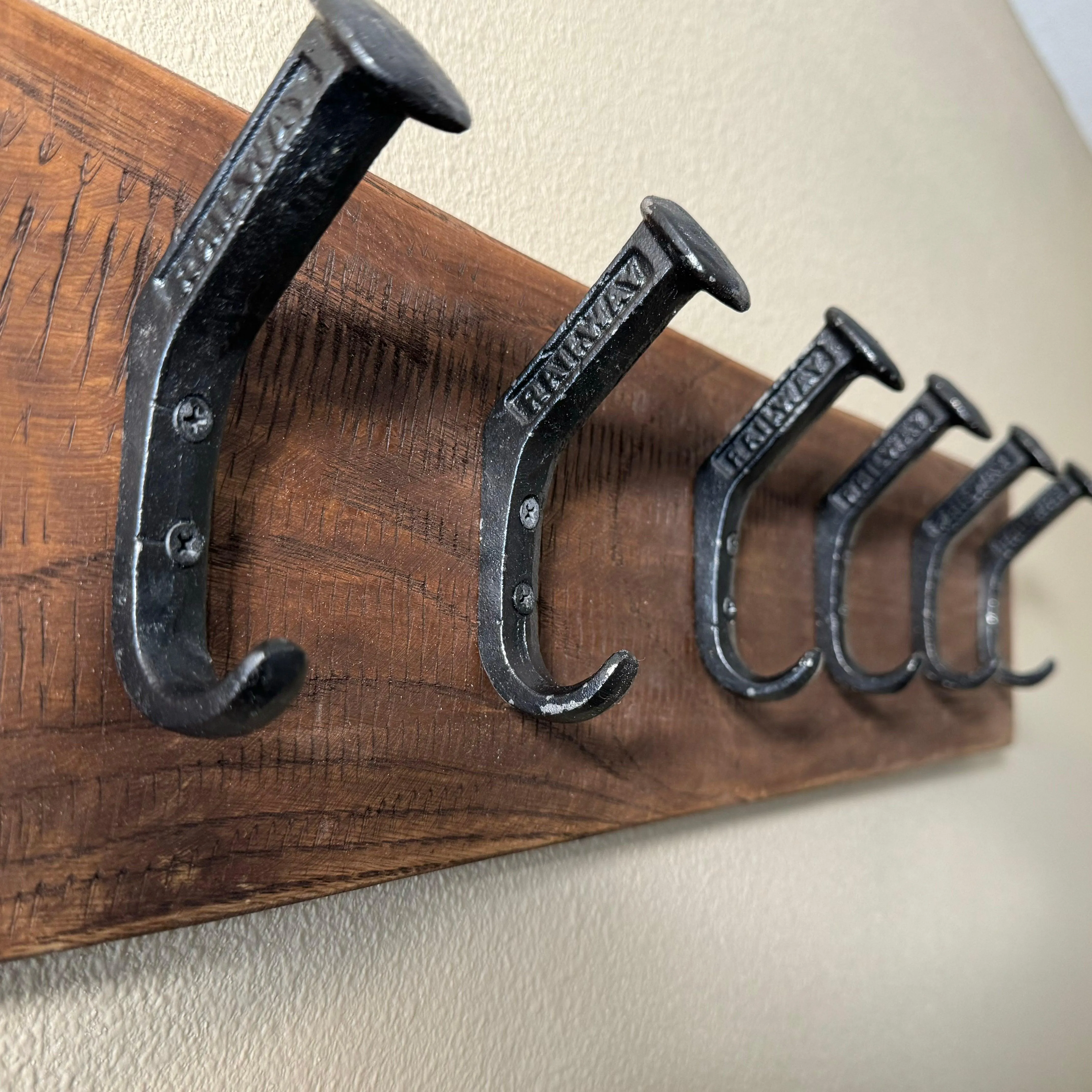 Handcrafted Rustic Farmhouse Wooden Hat Rack - 6 Hooks / 30" Long