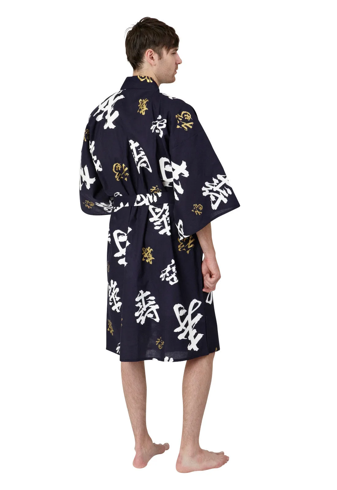 Happy Longevity Short Cotton Happi Coat Kimono