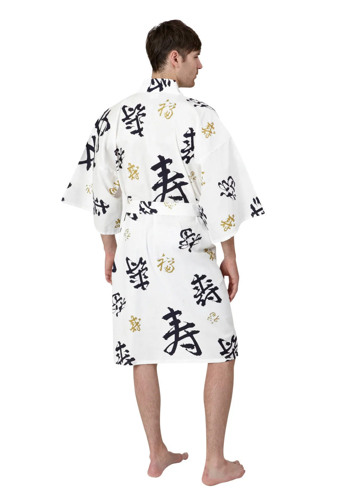 Happy Longevity Short Cotton Happi Coat Kimono