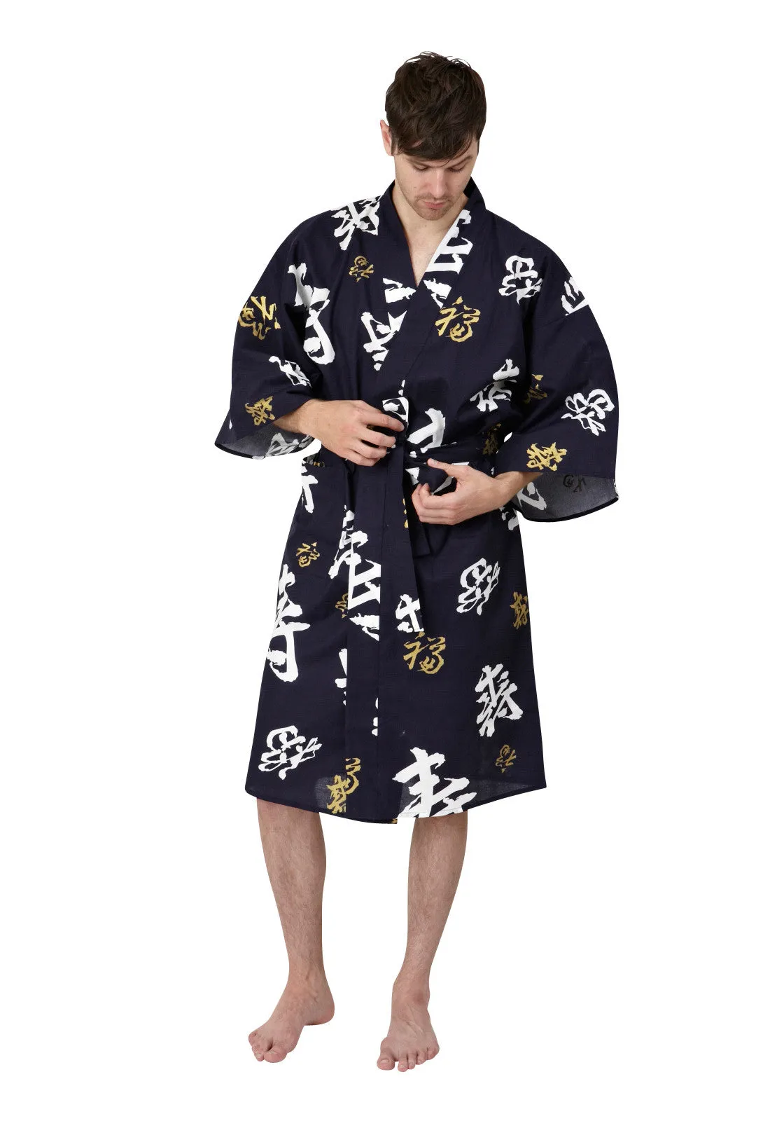 Happy Longevity Short Cotton Happi Coat Kimono