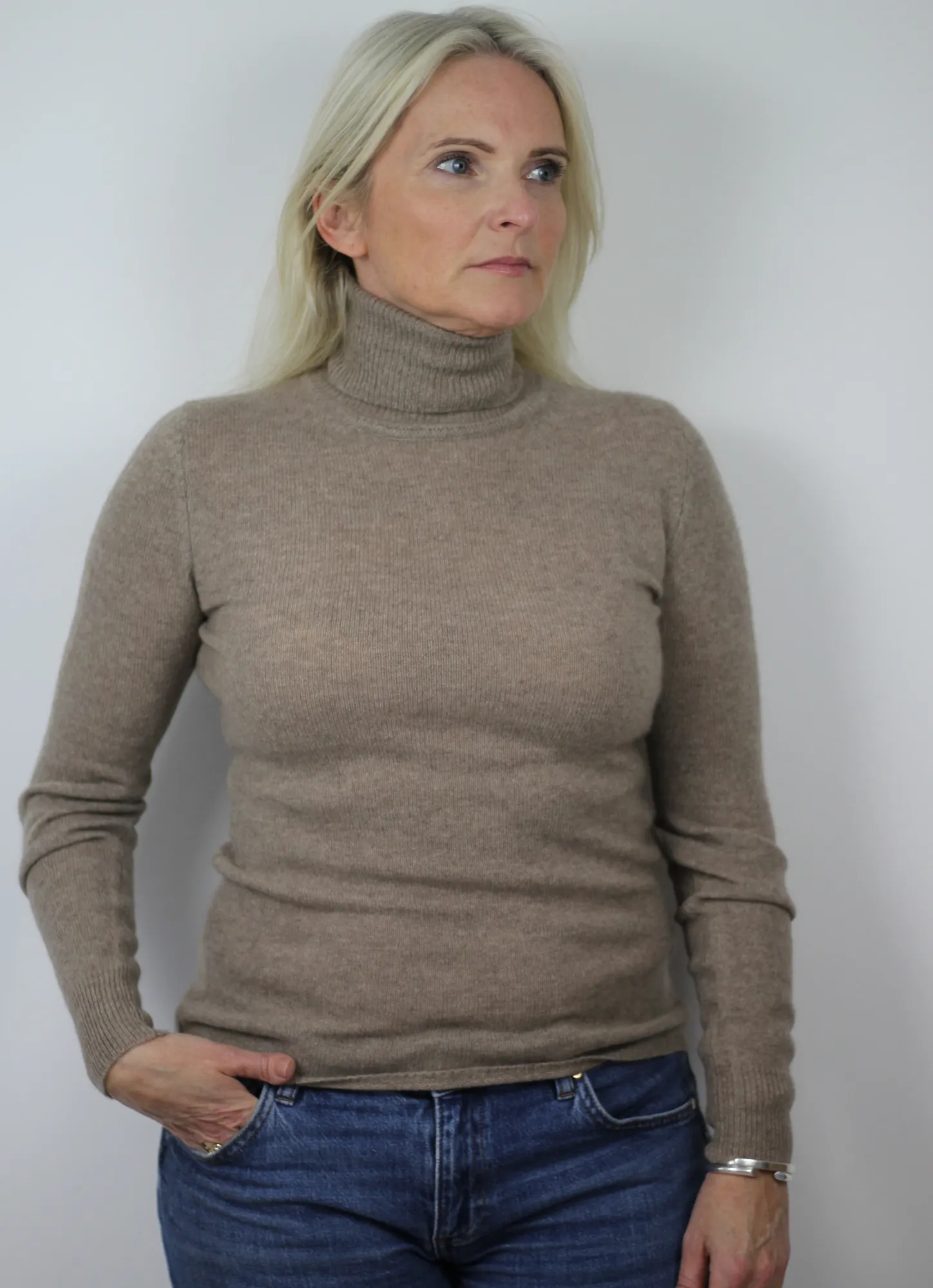 Haymarket Roll Neck Cashmere Taupe