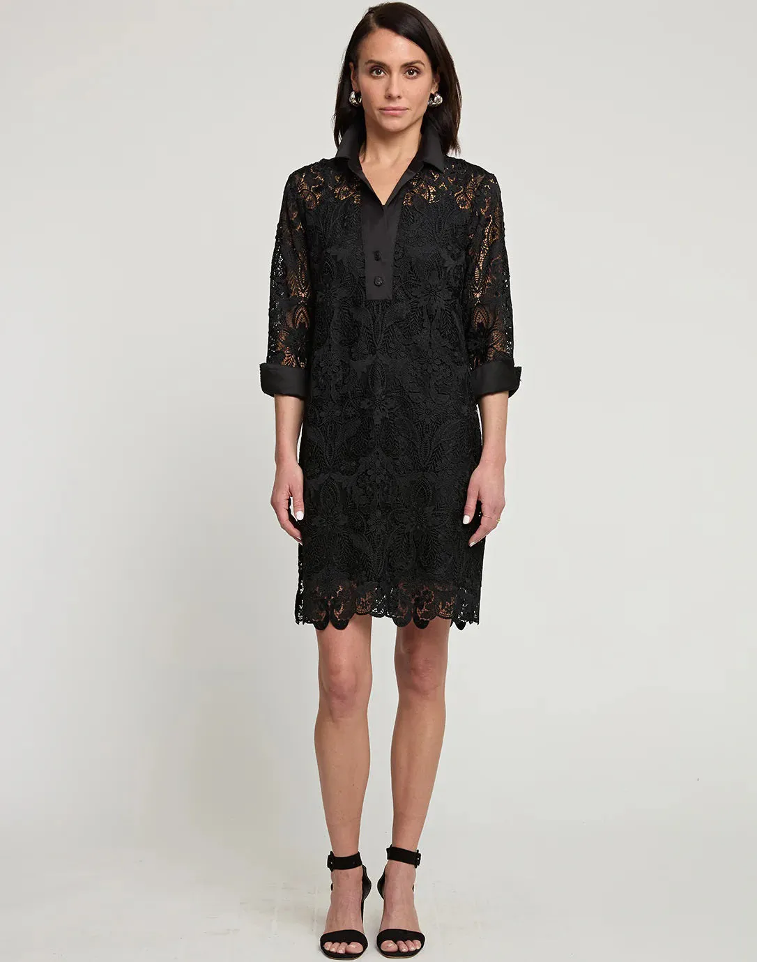 HINSON WU - AILEEN BLACK LACE DRESS 3/4 SLEEVE